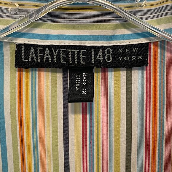 Lafayette 148 Striped Button Top Womens XL Multicolor Cotton Casual Preppy Shirt - Picture 4 of 7